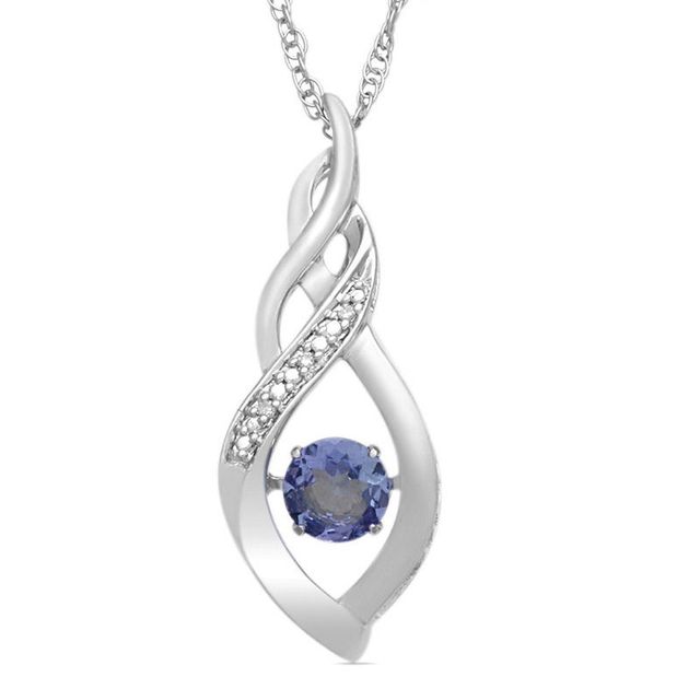 Unstoppable Love™ 5.0mm Tanzanite and Diamond Accent Double Loop Twist Pendant in Sterling Silver|Peoples Jewellers