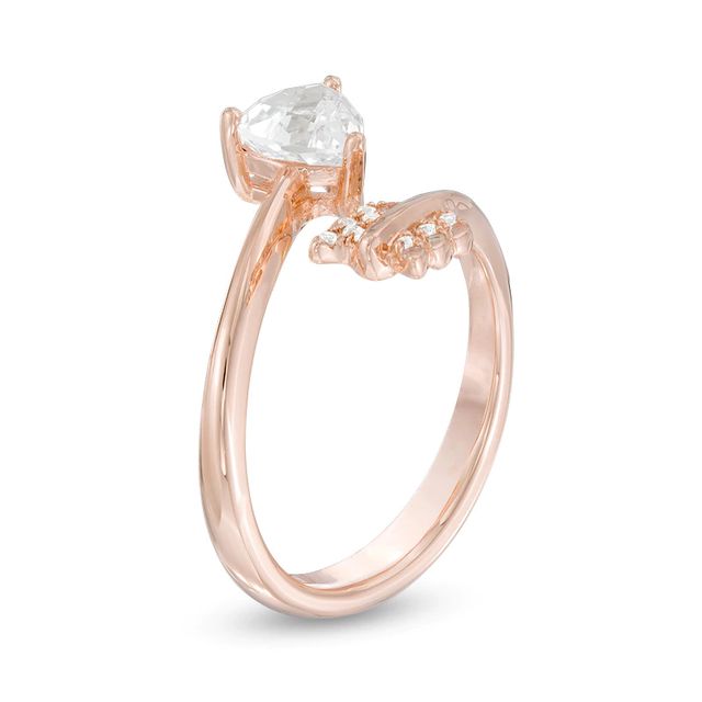 6.0mm Trillion-Cut Lab-Created White Sapphire Arrow Ring in Sterling Silver with 14K Rose Gold Plate|Peoples Jewellers