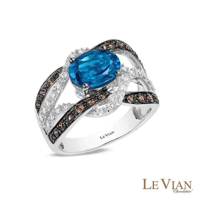 Le Vian® Ocean Blue Topaz™ and 0.57 CT. T.W. Diamond Ring in 14K Vanilla Gold™|Peoples Jewellers