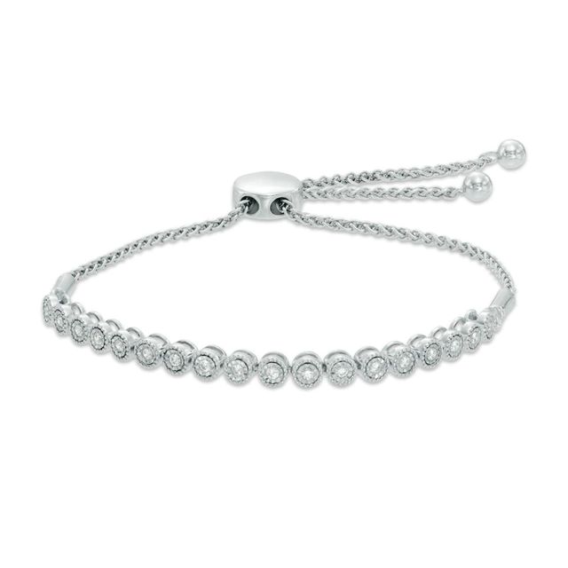 0.25 CT. T.W. Diamond Bubbles Bolo Bracelet in Sterling Silver - 9.5"|Peoples Jewellers