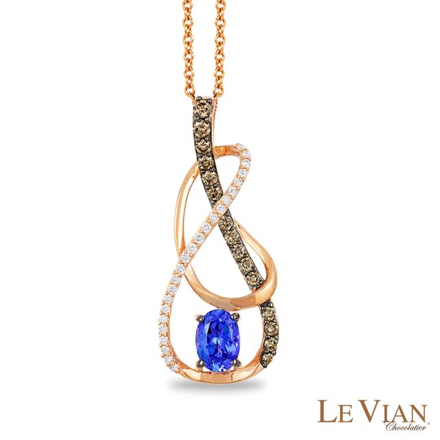 Le Vian® Blueberry Tanzanite™ and 0.44 CT. T.W. Diamond Infinity Twist Pendant in 14K Strawberry Gold™|Peoples Jewellers