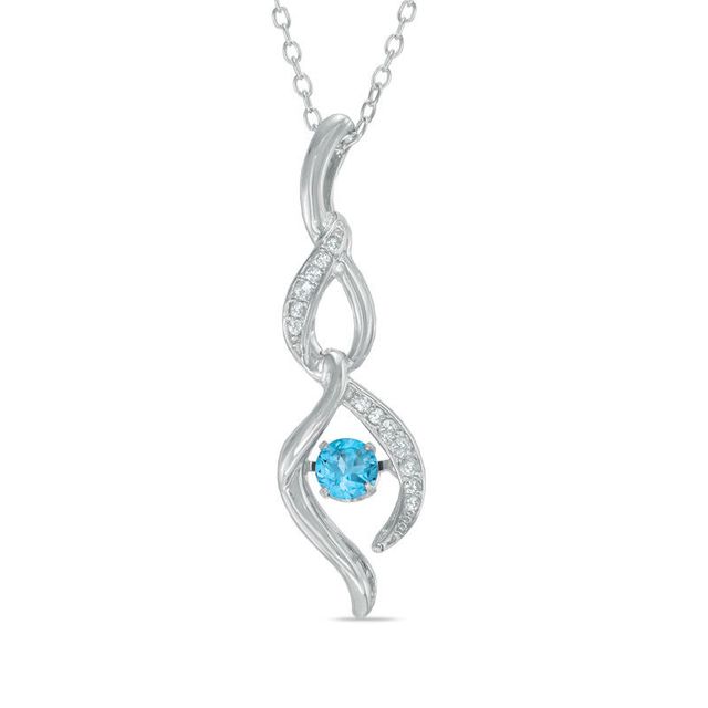 Unstoppable Love™ 4.0mm Swiss Blue Topaz and Lab-Created White Sapphire Infinity Pendant in Sterling Silver|Peoples Jewellers