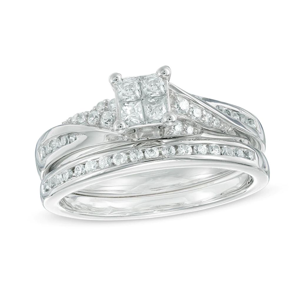 0.46 CT. T.W. Quad Diamond Twist Bridal Set in 10K White Gold|Peoples Jewellers