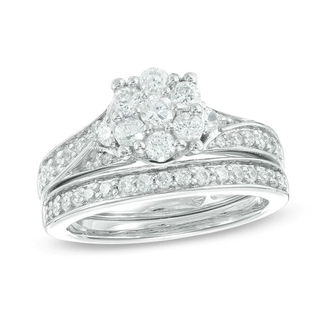 0.96 CT. T.W. Composite Diamond Bridal Set in 14K White Gold|Peoples Jewellers