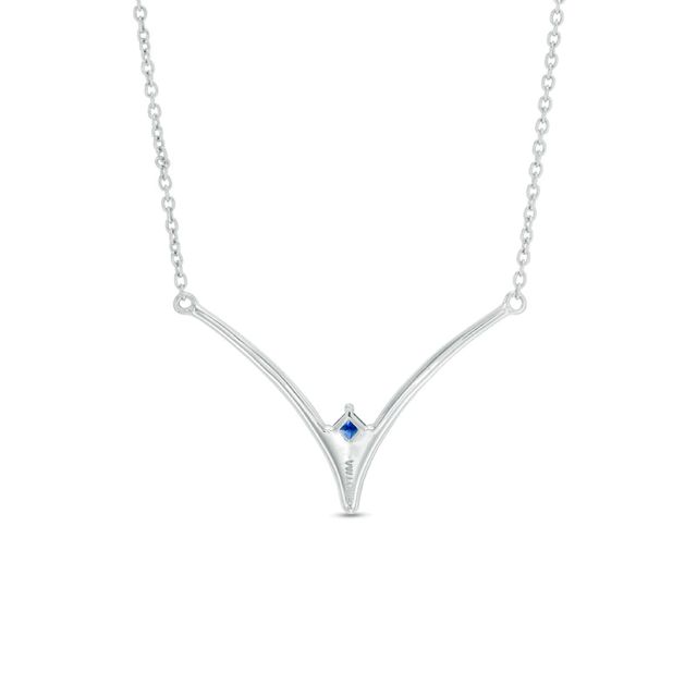 Vera Wang Love Collection 0.18 CT. T.W. Diamond and Blue Sapphire Chevron Necklace in Sterling Silver|Peoples Jewellers