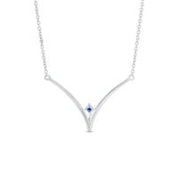 Vera Wang Love Collection 0.18 CT. T.W. Diamond and Blue Sapphire Chevron Necklace in Sterling Silver|Peoples Jewellers