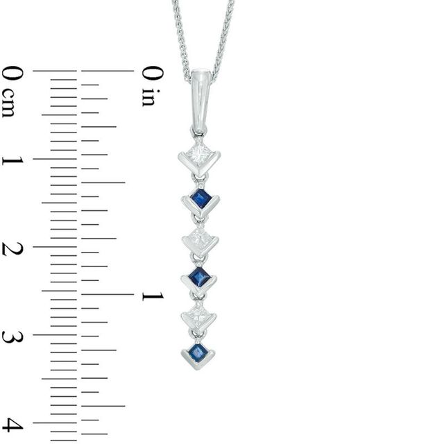 Vera Wang Love Collection 0.15 CT. T.W. Diamond and Blue Sapphire Alternating Drop Pendant in 14K White Gold