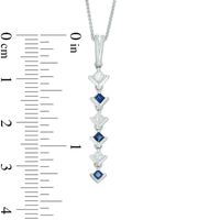 Vera Wang Love Collection 0.15 CT. T.W. Diamond and Blue Sapphire Alternating Drop Pendant in 14K White Gold|Peoples Jewellers