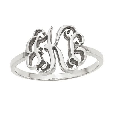 Scroll Monogram Ring in 10K Gold (3 Initials)|Peoples Jewellers
