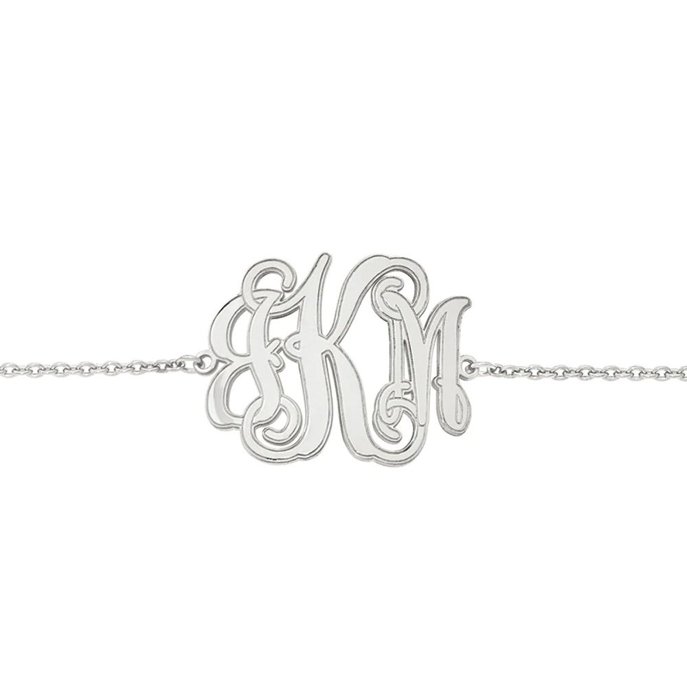 Scroll Monogram Bracelet in Sterling Silver (3 Initials) - 7.5"|Peoples Jewellers