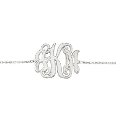 Scroll Monogram Bracelet in Sterling Silver (3 Initials) - 7.5"|Peoples Jewellers