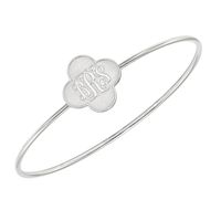 Clover Scroll Monogram Slip-On Bangle in Sterling Silver (3 Initials)|Peoples Jewellers