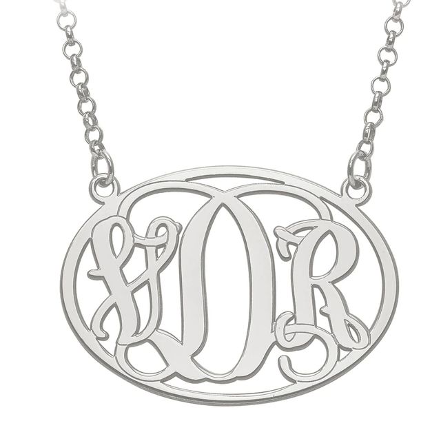 3 initial monogram necklace white gold