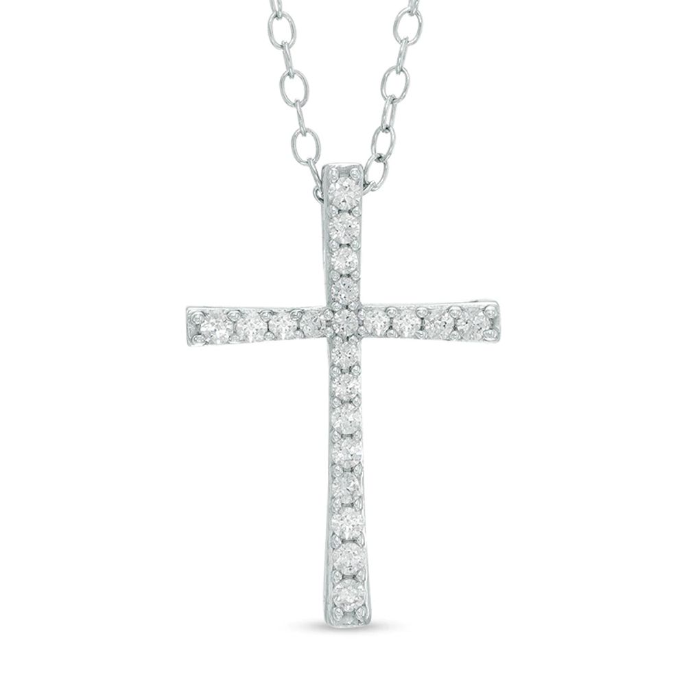 0.18 CT. T.W. Diamond Cross Pendant in 10K White Gold|Peoples Jewellers