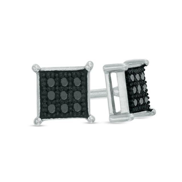 Black Diamond Accent Square Composite Stud Earrings in 10K White Gold|Peoples Jewellers