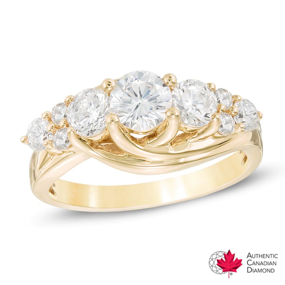 1.50 CT. T.W. Certified Canadian Diamond Three Stone Engagement Ring in 14K Gold (I/I2)|Peoples Jewellers