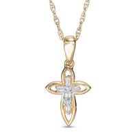 Diamond Accent Outlined Cross Pendant in 10K Gold|Peoples Jewellers