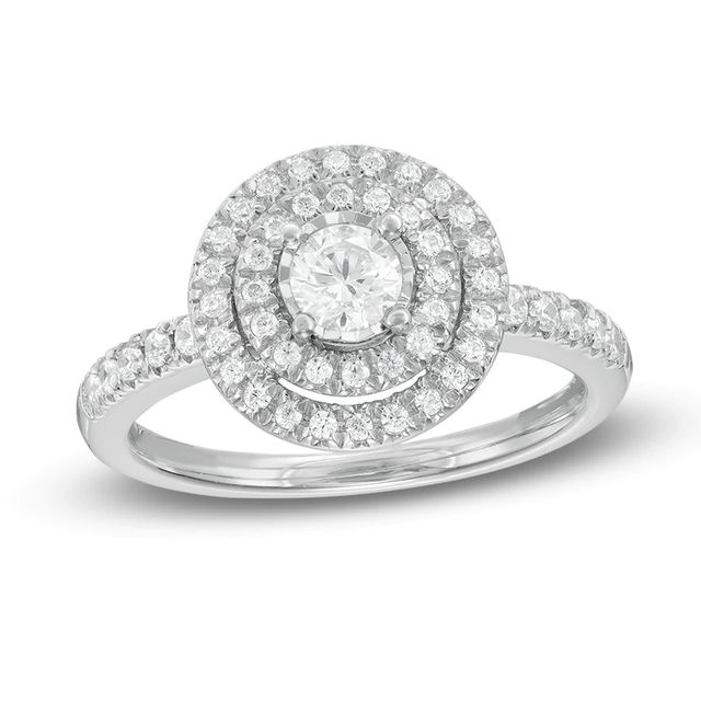 0.45 CT. T.W. Diamond Double Frame Engagement Ring in 14K White Gold|Peoples Jewellers