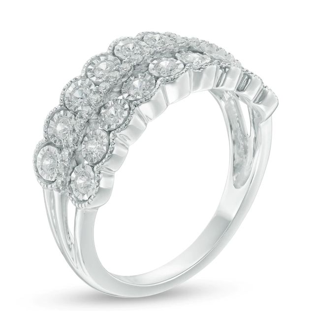 0.50 CT. T.W. Diamond Vintage-Style Double Row Scallop Edge Wedding Band in 10K White Gold|Peoples Jewellers