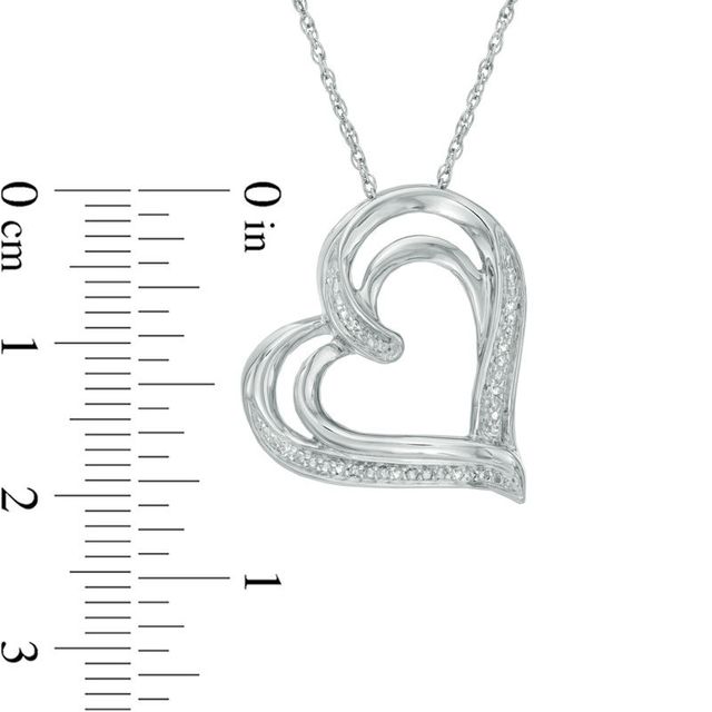 Diamond Accent Tilted Heart Pendant in Sterling Silver|Peoples Jewellers