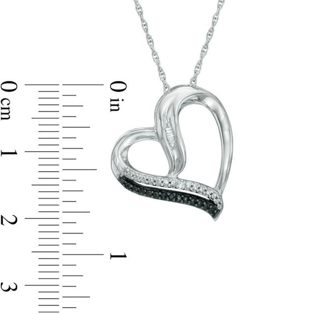 Enhanced Black and White Diamond Accent Tilted Heart Pendant in Sterling Silver|Peoples Jewellers