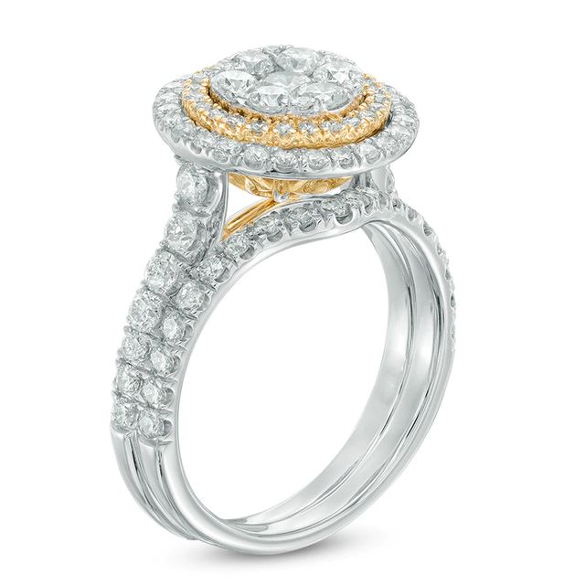 1.72 CT. T.W. Composite Diamond Double Frame Bridal Set in 10K Two-Tone Gold|Peoples Jewellers