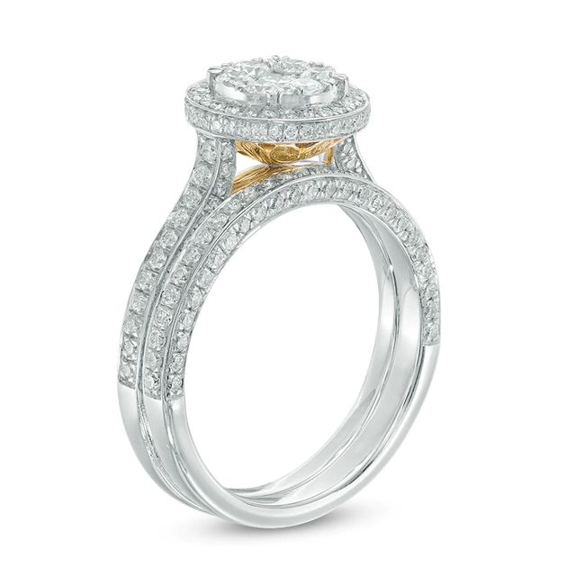 1.58 CT. T.W. Composite Diamond Frame Bridal Set in 14K Two-Tone Gold|Peoples Jewellers