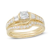 1.00 CT. T.W. Baguette and Round Diamond Bridal Set in 14K Gold|Peoples Jewellers