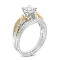 0.50 CT. T.W. Princess-Cut Quad Diamond Crossover Bridal Set in 10K Two-Tone Gold|Peoples Jewellers