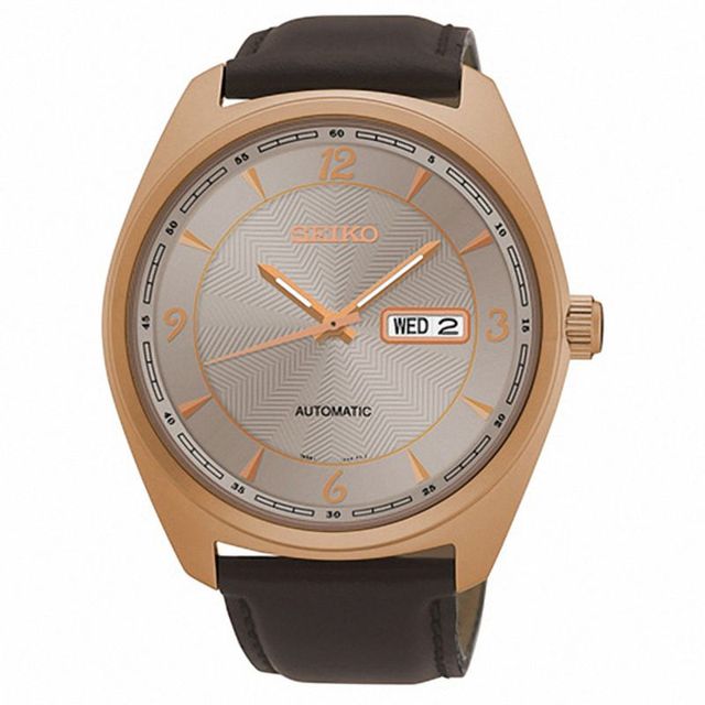 Men's Seiko Recraft Automatic Rose-Tone Strap Watch with Grey Dial (Model: SNKN72)|Peoples Jewellers