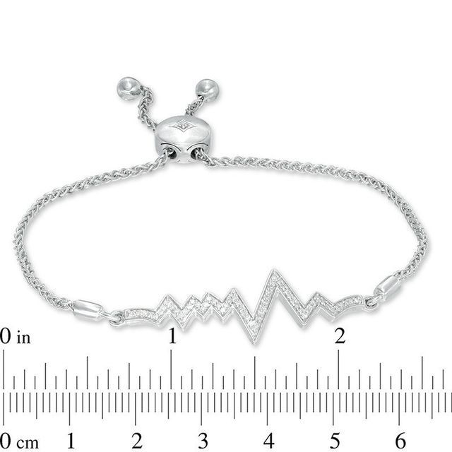 0.20 CT. T.W. Diamond Heartbeat Bolo Bracelet in Sterling Silver - 8.5"|Peoples Jewellers