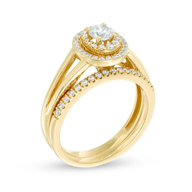 0.70 CT. T.W. Diamond Double Oval Frame Split Shank Bridal Set in 10K Gold|Peoples Jewellers