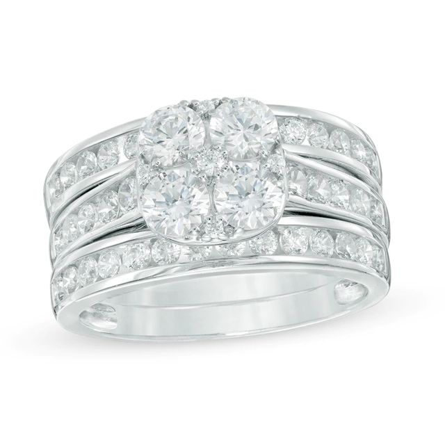 1.95 CT. T.W. Composite Diamond Three Piece Bridal Set in 14K White Gold|Peoples Jewellers