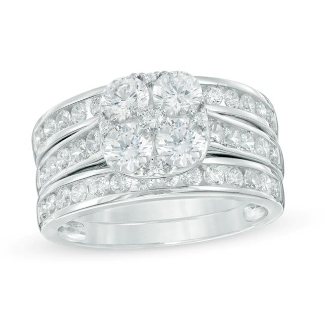 1.95 CT. T.W. Composite Diamond Three Piece Bridal Set in 14K White Gold