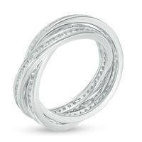 Lab-Created White Sapphire Triple Row Rolling Ring in Sterling Silver|Peoples Jewellers