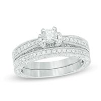 0.58 CT. T.W. Diamond Vintage-Style Bridal Set in 10K White Gold|Peoples Jewellers