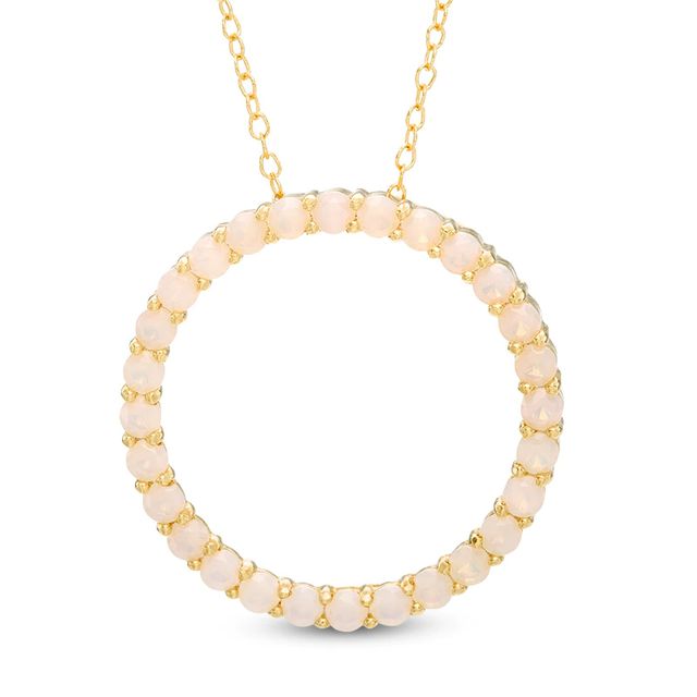 Lab-Created Yellow Opal Circle Pendant in Sterling Silver with 18K Gold Plate|Peoples Jewellers