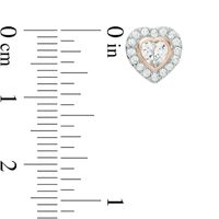 Heart-Shaped Lab-Created White Sapphire Frame Pendant and Earrings Set in Sterling Silver and 18K Rose Gold Plate|Peoples Jewellers