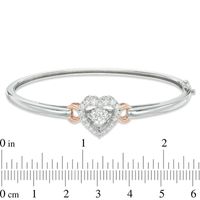 Unstoppable Love™ 6.0mm Lab-Created White Sapphire Heart Frame Bangle in Sterling Silver and 14K Rose Gold Plate|Peoples Jewellers