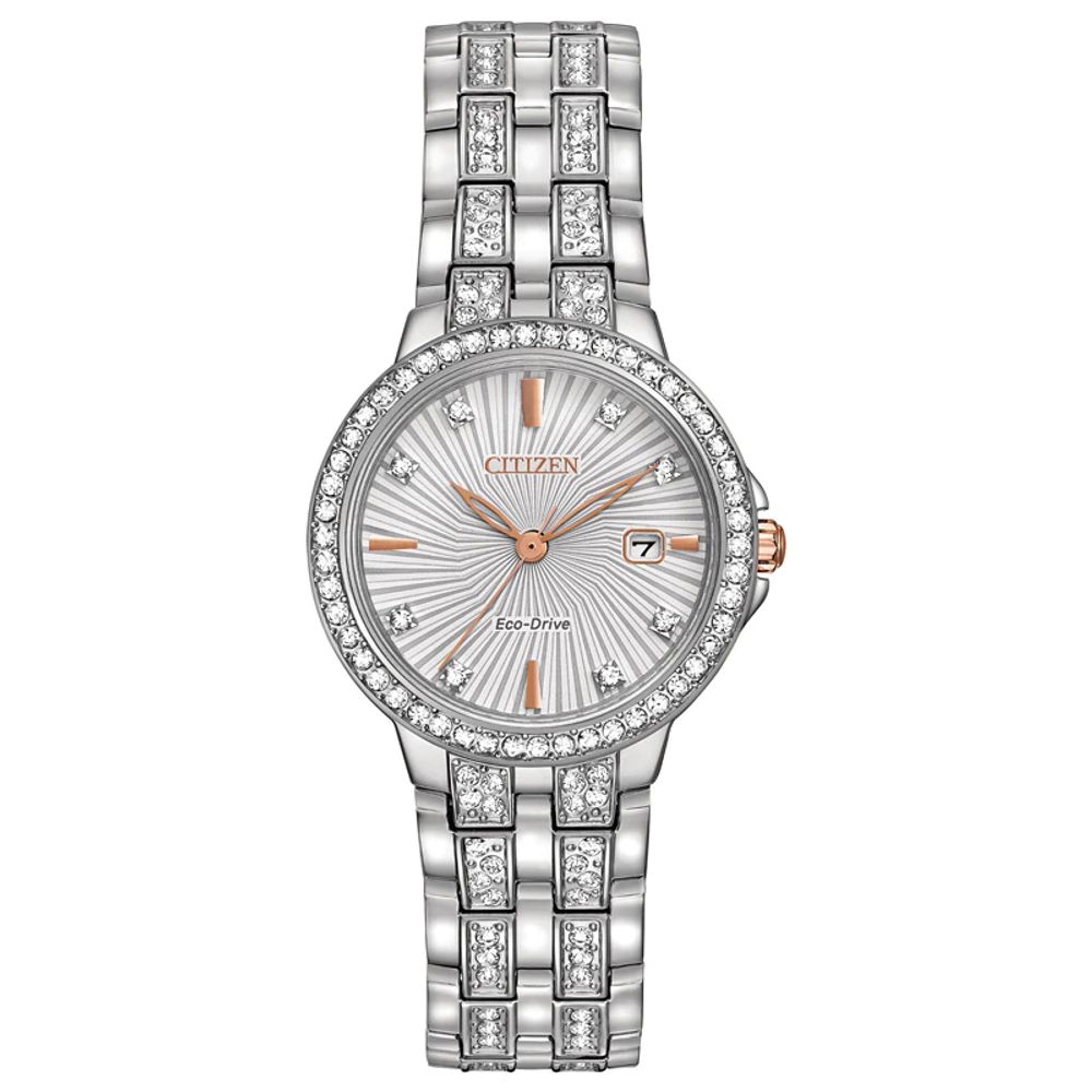 Ladies' Citizen Eco-Drive® Silhouette Crystal Watch With Silver-Tone Dial (Model: EW2340-58A)|Peoples Jewellers