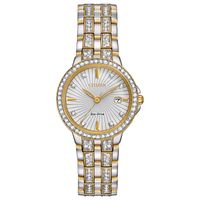 Ladies' Citizen Eco-Drive® Silhouette Crystal Two-Tone Watch with White Dial (Model: EW2344-57A)|Peoples Jewellers