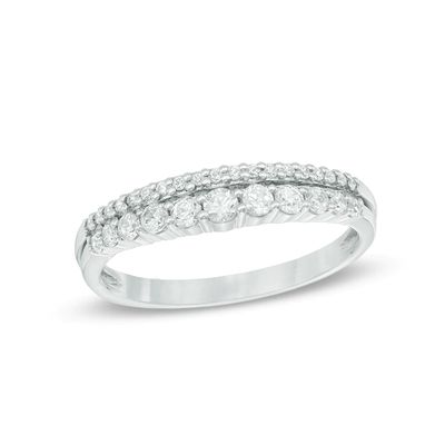 0.40 CT. T.W. Diamond Double Row Band in 14K White Gold|Peoples Jewellers