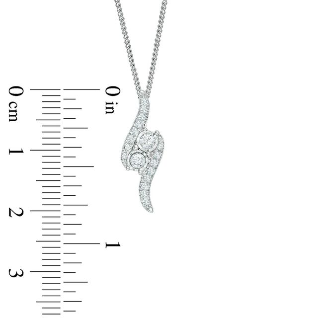 Ever Us™ CT. T.W. Two-Stone Diamond Bypass Pendant in 14K White Gold