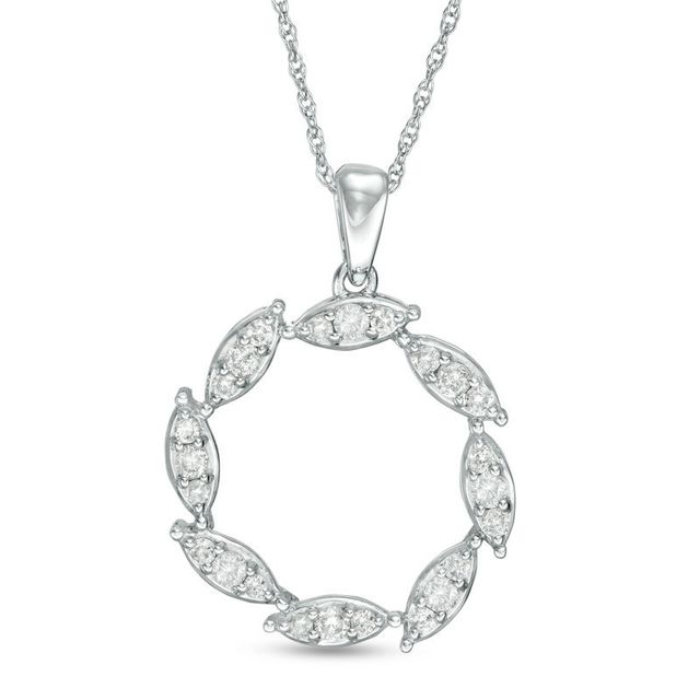 0.33 CT. T.W. Diamond Marquise Circle Pendant in 10K White Gold|Peoples Jewellers