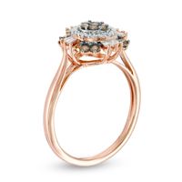 0.50 CT. T.W. Composite Champagne and White Diamond Sunburst Frame Ring in 10K Rose Gold|Peoples Jewellers