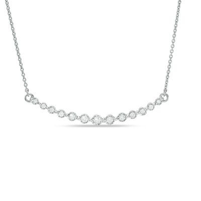 0.25 CT. T.W. Diamond Curved Bar Necklace in 10K White Gold - 16.5"|Peoples Jewellers