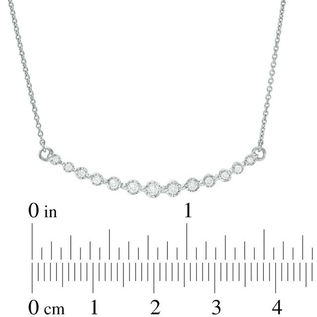 0.25 CT. T.W. Diamond Curved Bar Necklace in 10K White Gold - 16.5"|Peoples Jewellers