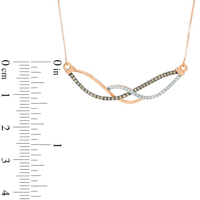 0.25 CT. T.W. Champagne and White Diamond Crossover Necklace in 10K Rose Gold|Peoples Jewellers