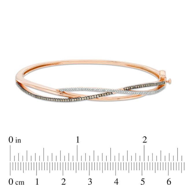 0.50 CT. T.W. Champagne and White Diamond Crossover Bangle in 10K Rose Gold