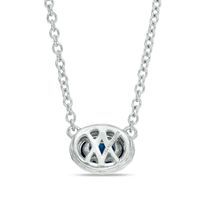 Vera Wang Love Collection Oval Blue Sapphire and 0.09 CT. T.W. Diamond Frame Necklace in 14K White Gold|Peoples Jewellers